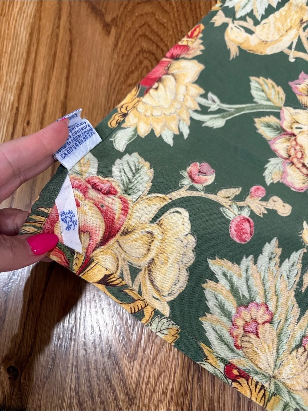 Vintage April Cornell by Danika set of 4 cotton napkins Moda birds Green Floral